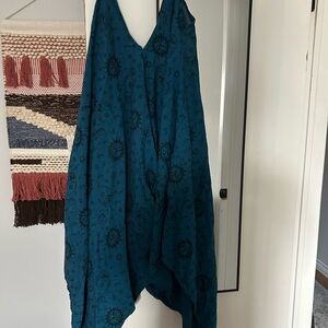 Teal Sun & Star Print Harem Jumpsuit